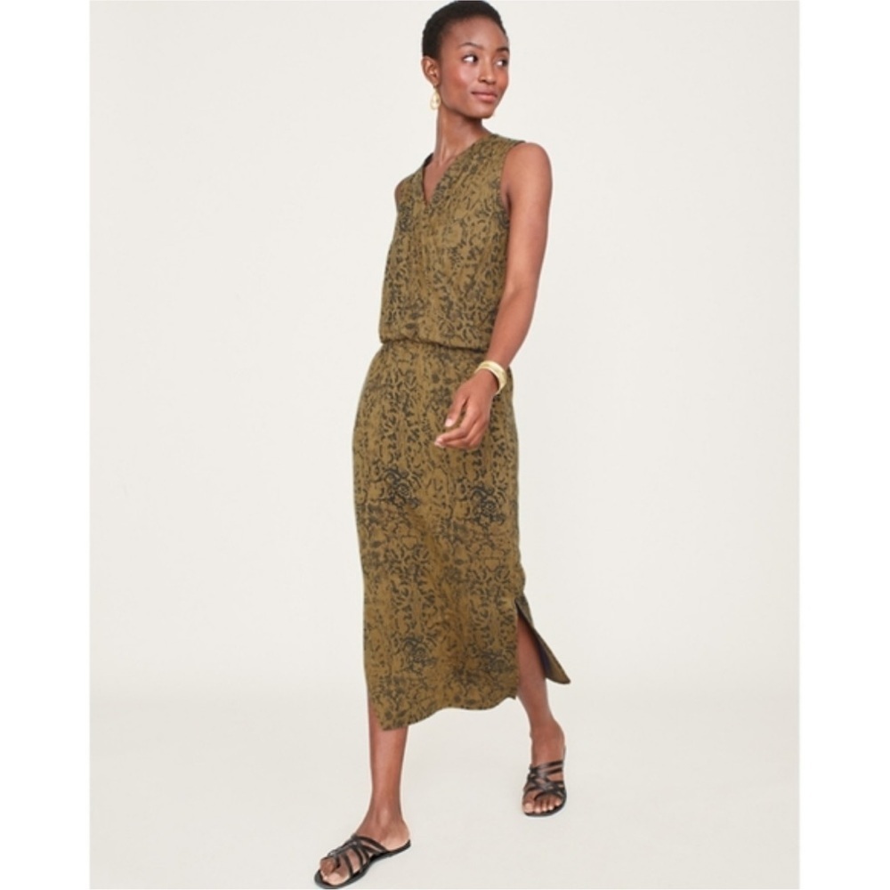 Garnet Hill Faux Wrap Snake Print Midi Dress - Large